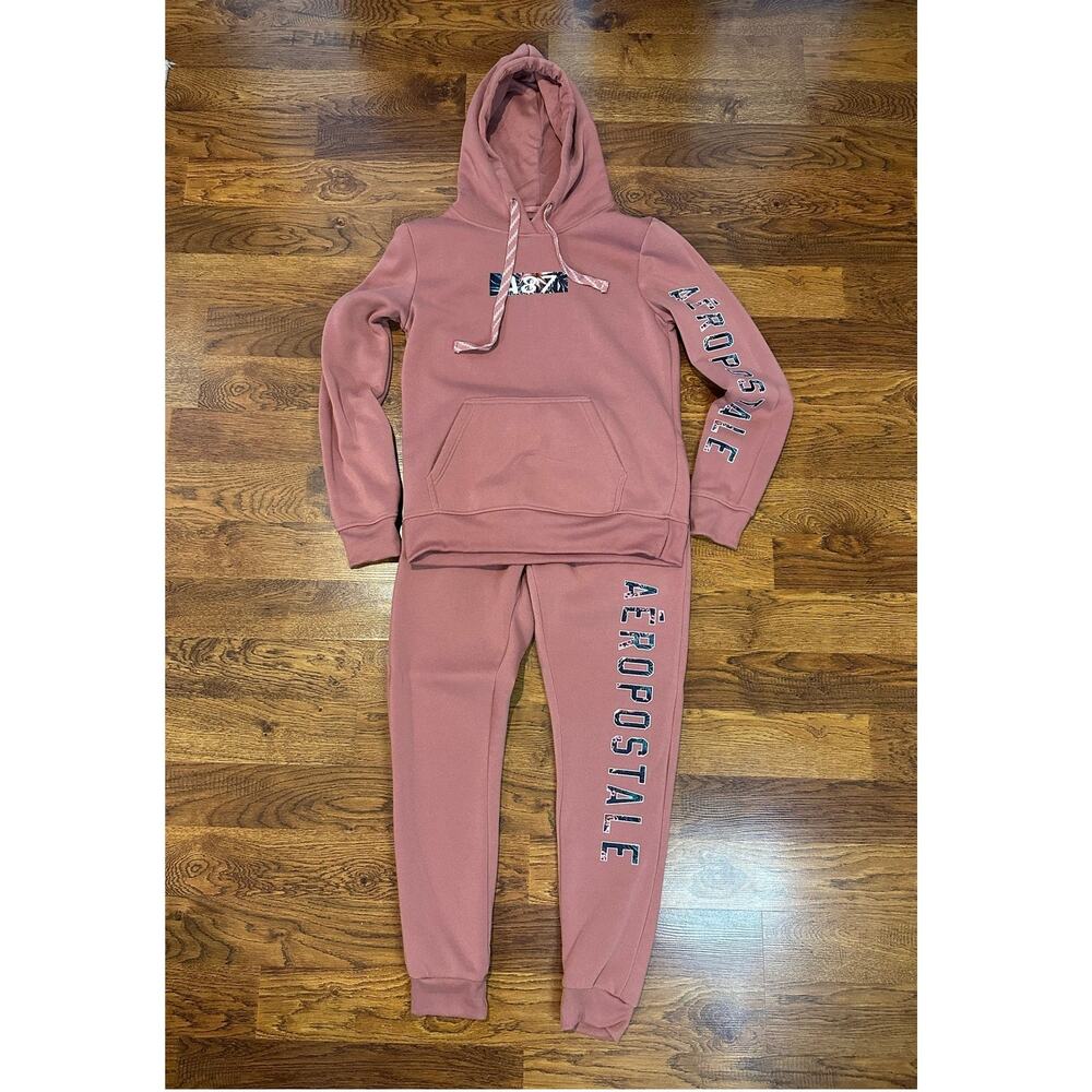 Aeropostale Women's 2 Piece Hoodie Jogger Set Mauve Size Small Matching